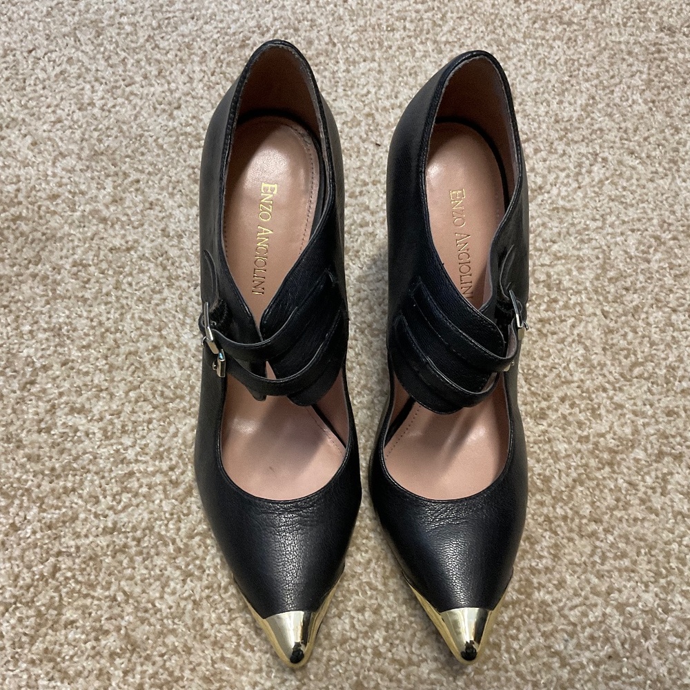 Enzo Angiolini Black and Gold Shoes